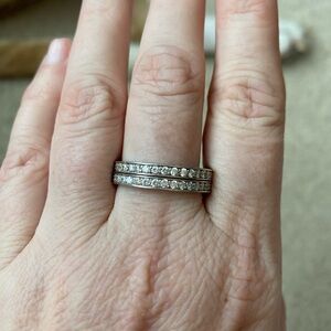 Diamonique Silver and round eternity bands